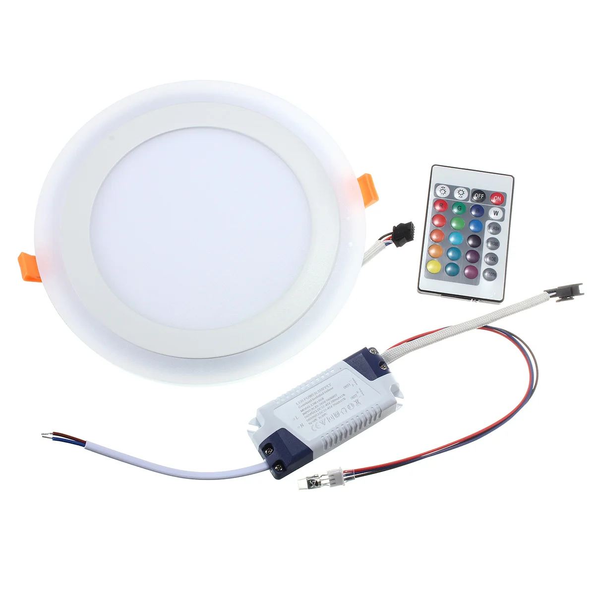 Smuxi 16W RGB Dual Color LED Recessed Ceiling Light Round Remote Control Panel Down Lamp Night Indoor Lighting Smuxi 16W RGB Dual Color LED Recessed Ceiling Light Round Remote Control Panel Down Lamp Night Indoor Lighting
