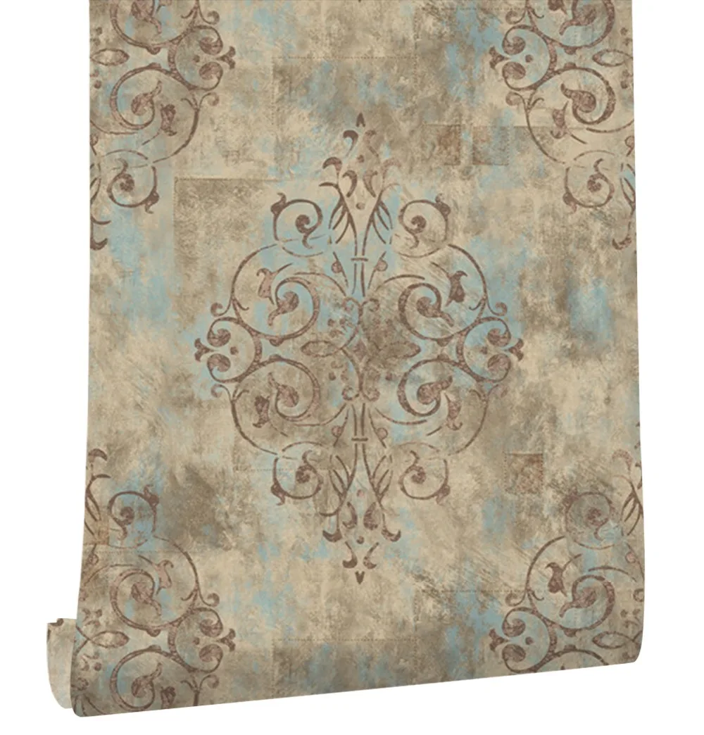 HaokHome Vintage French Damask Wallpaper 0.53m*10m Contact paper Brown/Beige Living Room Bedroom Home Bathroom Decor HaokHome Vintage French Damask Wallpaper 0.53m*10m Contact paper Brown/Beige Living Room Bedroom Home Bathroom Decor