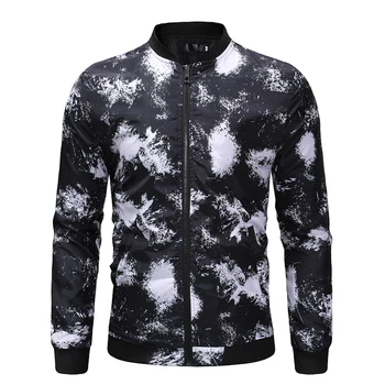 

Casual Men'S Winter Jacket Flower Printing Jacket Men Coats Male Outerwear Slim Fit Overcoat