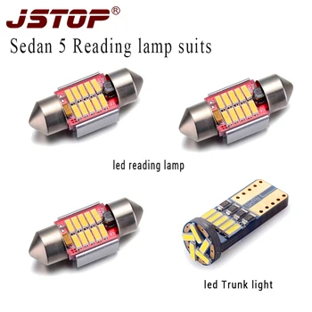 

JSTOP 4pcs/set 5Sedan led reading lights canbus T10 w5w 6000k Trunk bulbs 4014SMD led 12VAC festoon C5W 31mm car reading lamps