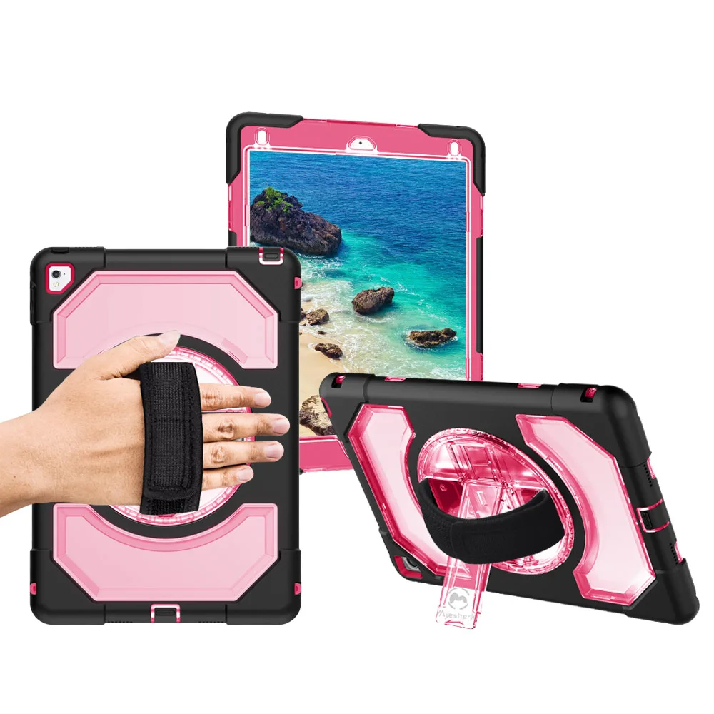 

Miesherk Case for iPad Pro 9.7 A1673 A1674 A1675 Hard Back PC Cover with 360 Rotating Adjustable Handle +Hidden Kickstand