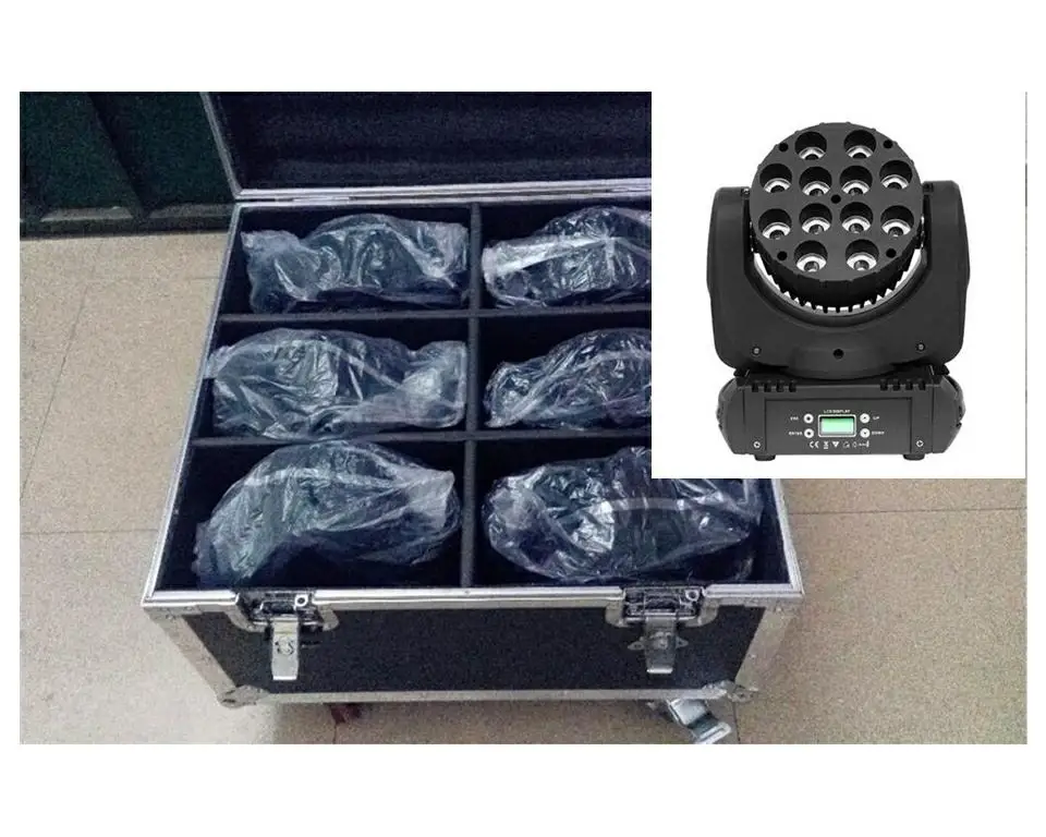 6 pz/lotto Con кейс для полетов 150 W LED Fascio Moving Head Light dj attrezzature 12x12 RGBW (CMY) Quad|flight case|moving head lightlight |