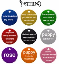 2pcs/lot Personalized engraving Pet ID tags dog cat round tags Aluminum dog tags identification customized name address phone