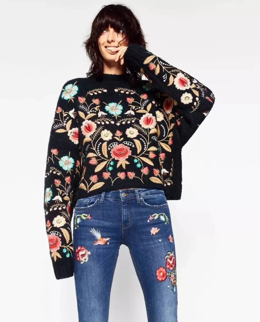 2018 heavy embroidery women pullovers winter fashion