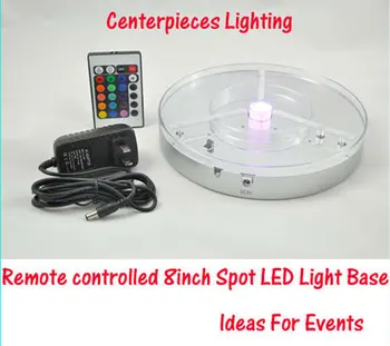 

2016 Hot Sale free Shipping 10units Rechargeable Remote Control Multi-colors 8inch Led Wedding Centerpieces for Vase Light Bases