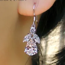 Этнический стиль 1.3Ct/шт искусственные бриллианты SONA серьги для джентльменов 925 Серебро Белое золото цветная серьга для леди