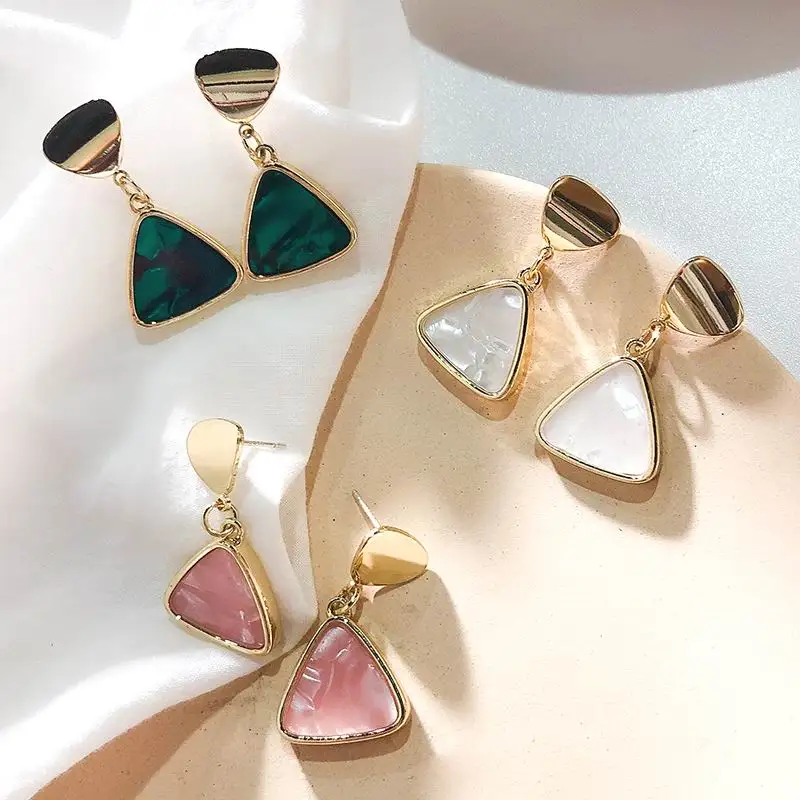

Geometric Triangle Drop Earrings For Women 2019 Personality Marble Statement Fashion Earrings Jewelry
