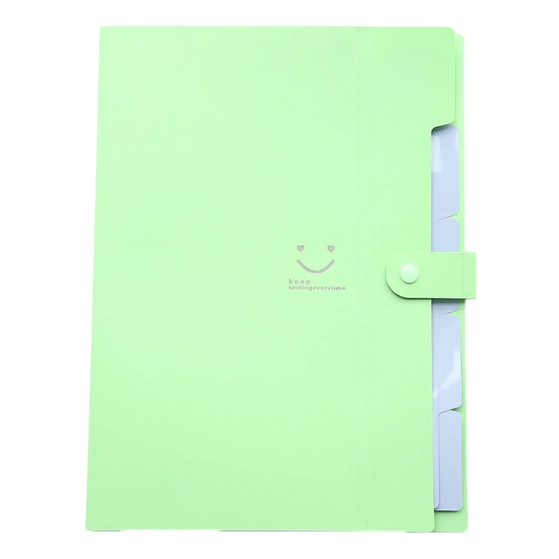 Новая Корейская канцелярская простая многослойная информация бумажная Пряжка A4 папка конфетный цвет папка для хранения файлов - Цвет: GR