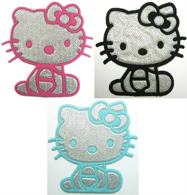 Free Shipping Pink & Black & Blue Hello Kitty Iron On Patches Clothes