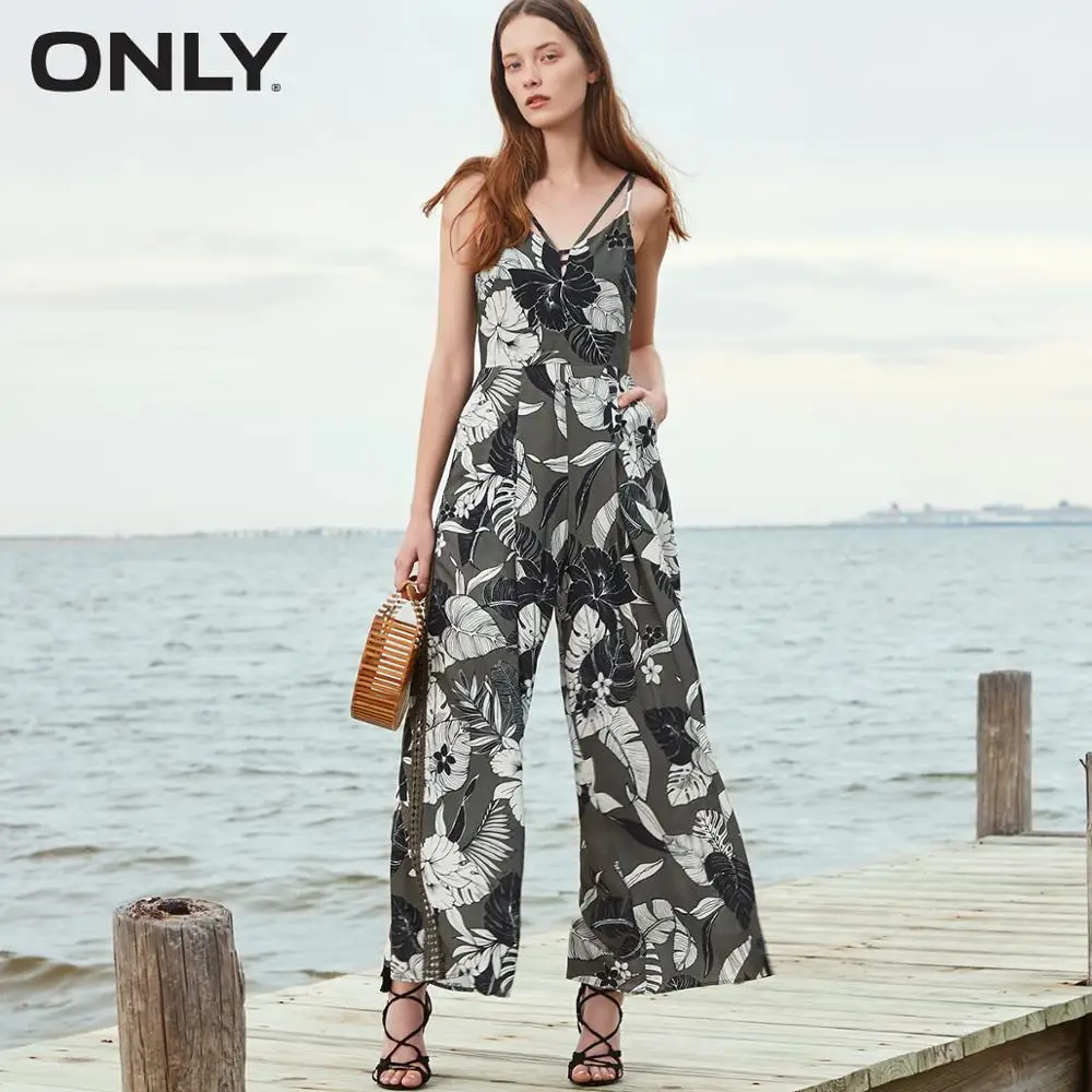 

ONLY Spring Summer Women's Printed Wide-leg Shoulder Straps Jumpsuits |118344501