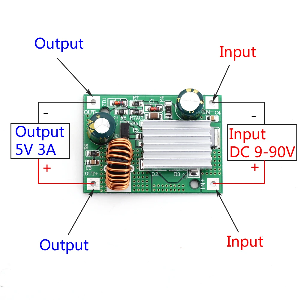 9 в 12 В 24 в 36 в 48 в 72 В до 5 В 3A DC понижающий модуль питания Неизолированный понижающий преобразователь