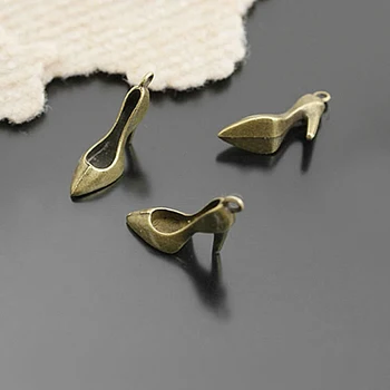 

(26193)20PCS 25x8MM Antique Bronze Zinc Alloy High-Heeled Shoes Charms Pendants Diy Jewelry Findings Accessories Wholesale