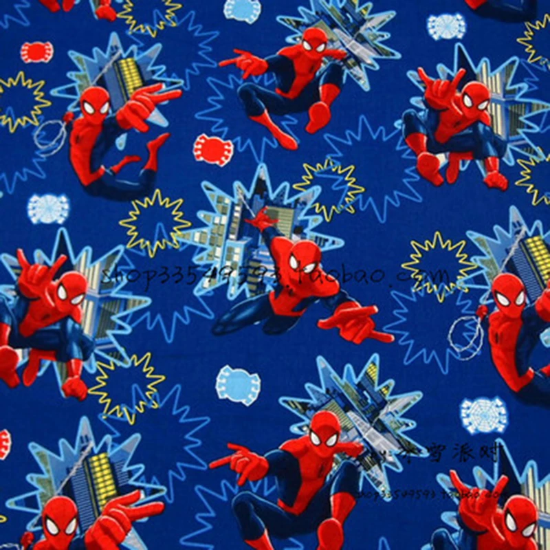 

105cm Wide Spider Blue Bottom Fabric Cotton Fabric Spider Hero Print Fabric Sewing Material Patchwork Diy Baby Clothing Shirt