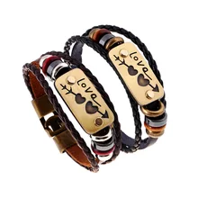 Handmade Braided Charm Genuine Leather Lover Bracelet Women Men Fashion vintage Bracelets Couple Bangles Creative Jewelry
