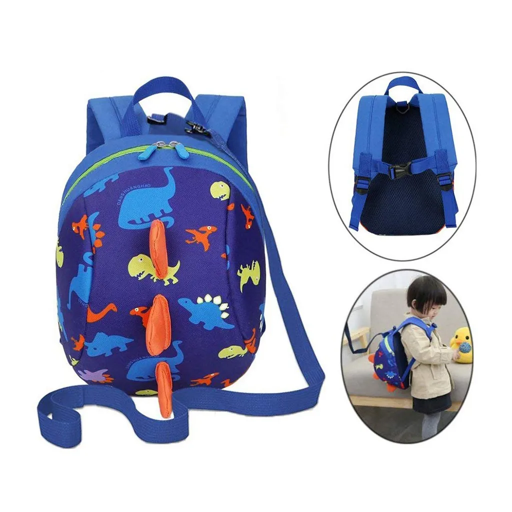 

children's camping small backpack Outdoor Camping Trip Cartoon Dinosaur With Safety Anti lost Strap Rucksack with Reins#p4