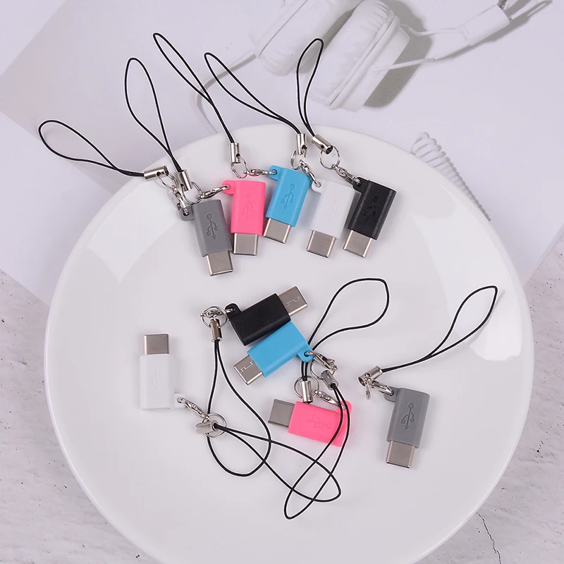 2pcs Type C 2.0 Male To Micro USB Female Adapter With String Male Cable Adapter Foolproof Plug-and-play Design