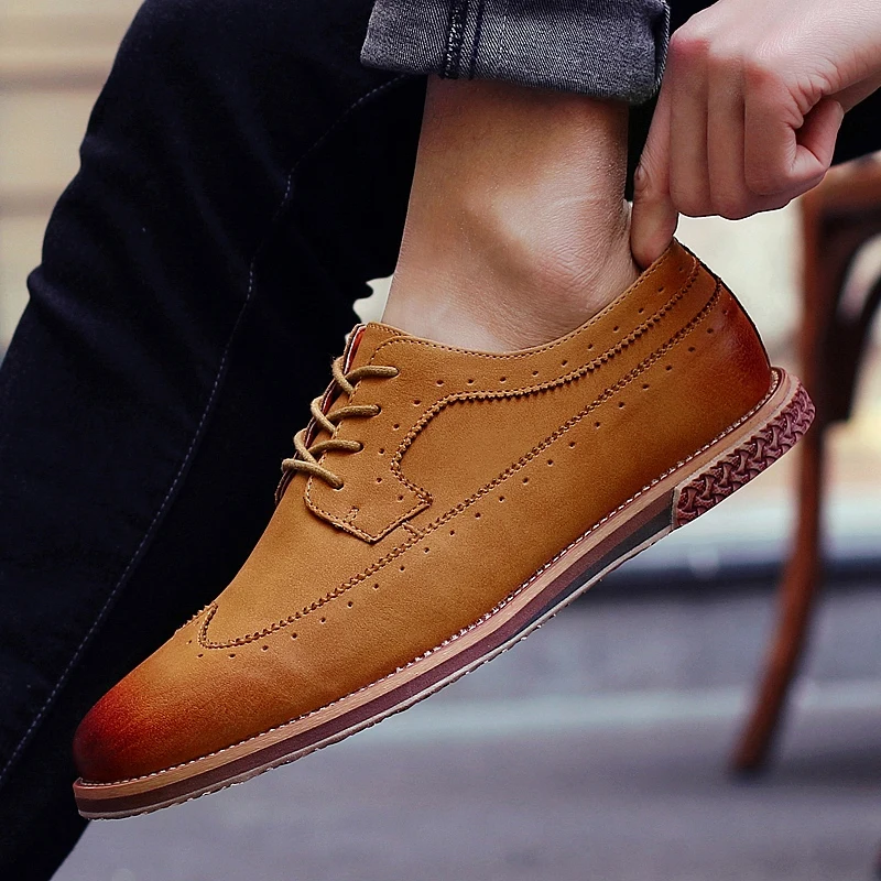 fashion suede leather men shoes elegant male footwear italian office leisure moccasins dress classic brogue oxford shoes for men (71)