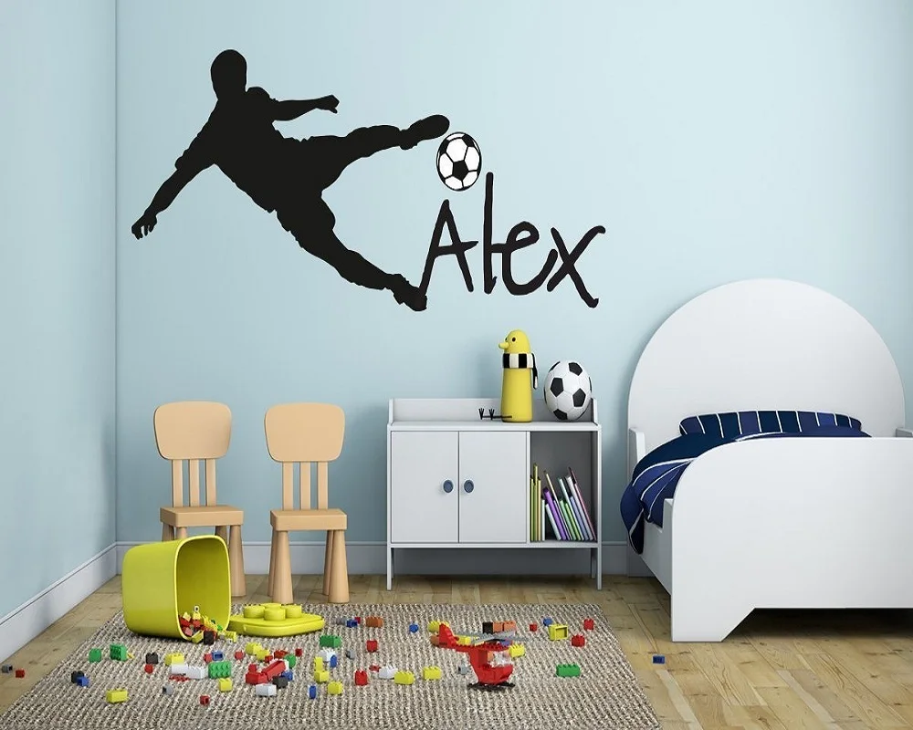 Cool Football Soccer Ball Personalized Name Vinyl Wall Decal Art