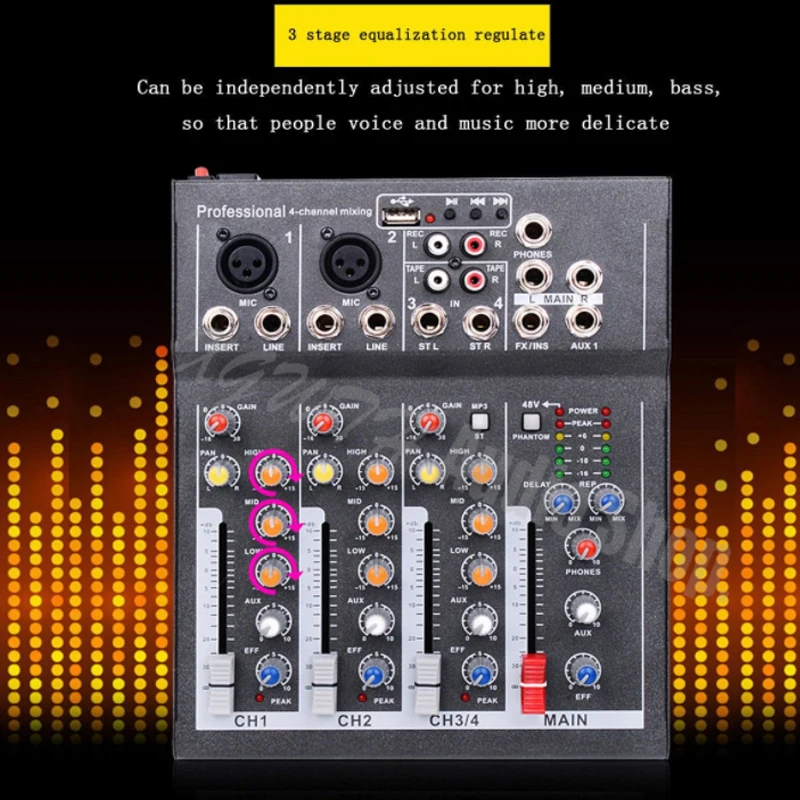Mini 4 Channel Studio Audio Sound Mixer