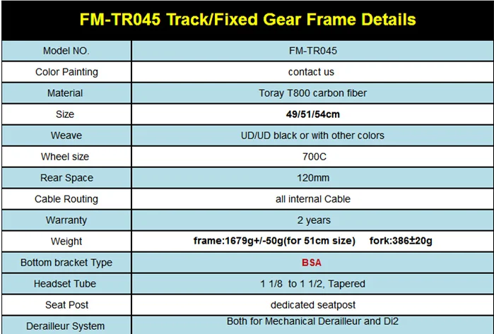 Flash Deal 2018 Carbon Track Frame Carbon Fiber Fixed Gear bike frame Carbon Racing Tracking bike Frameset 49/51/54cm with fork seatpost 0