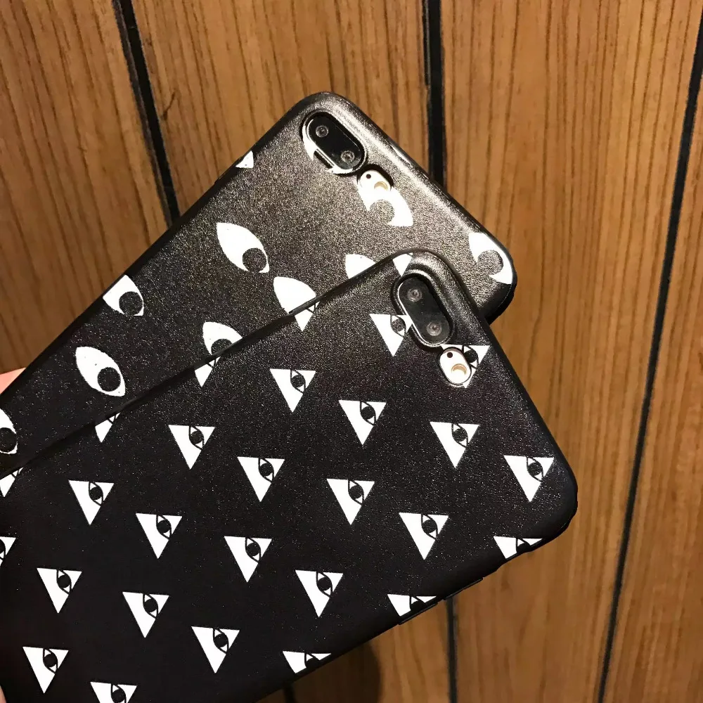 Мода Телефон Чехол Для iPhone 6 s Plus 7 Плюс Черный мягкие TPU Крышка Милый Треугольник