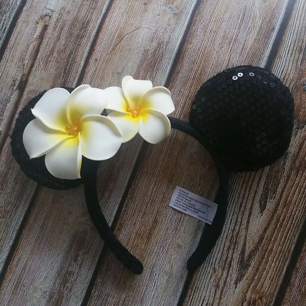 Aulani Ko Hawaii черные уши Микки цветок плюмерии повязка на голову