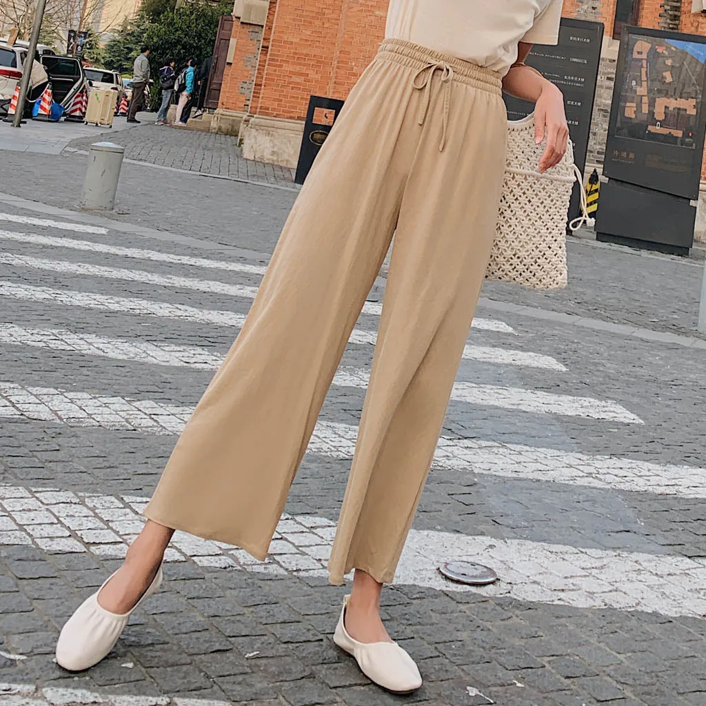 Женские брюки Neue Mode Damenbekleidung Длинные свободные из хлопка и льна 10 цветов новинка