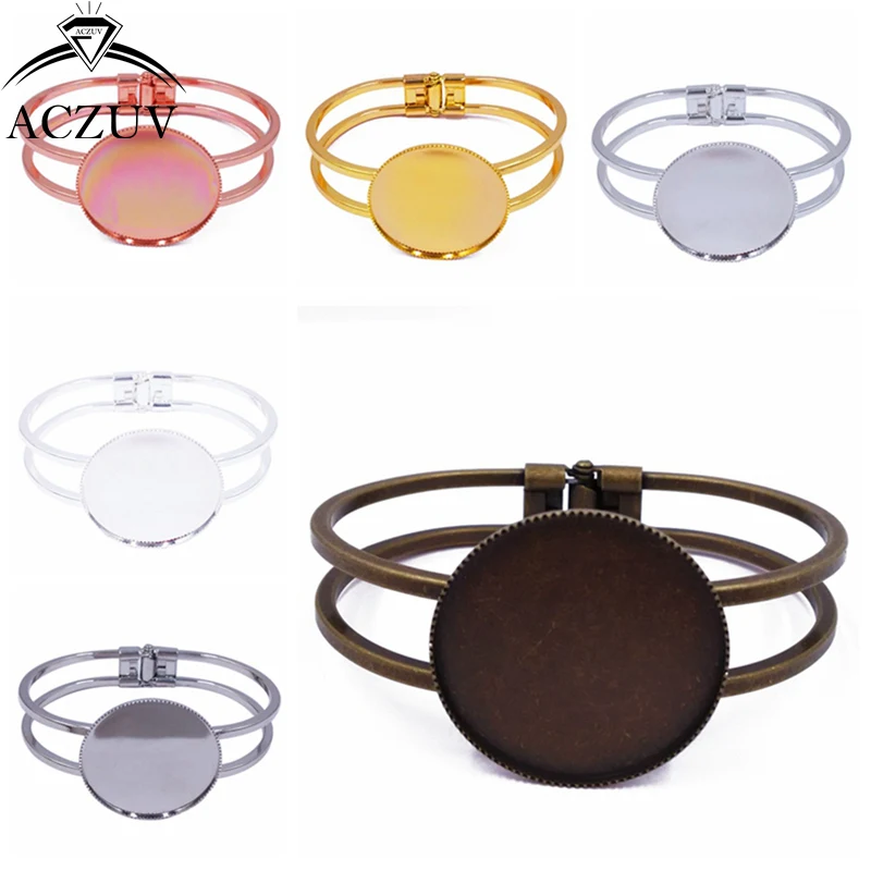 ACZUV 50pcs 20mm 25mm 30mm Teeth Bezel Blank Base Bracelet Copper Metal Cuffs Bangle Tray BBS004 | Украшения и аксессуары