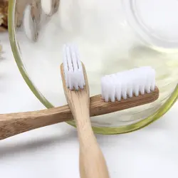 5 шт. натуральный экологичный бамбуковый скребок для зубных щеток с круглой ручкой с мягкой щетиной