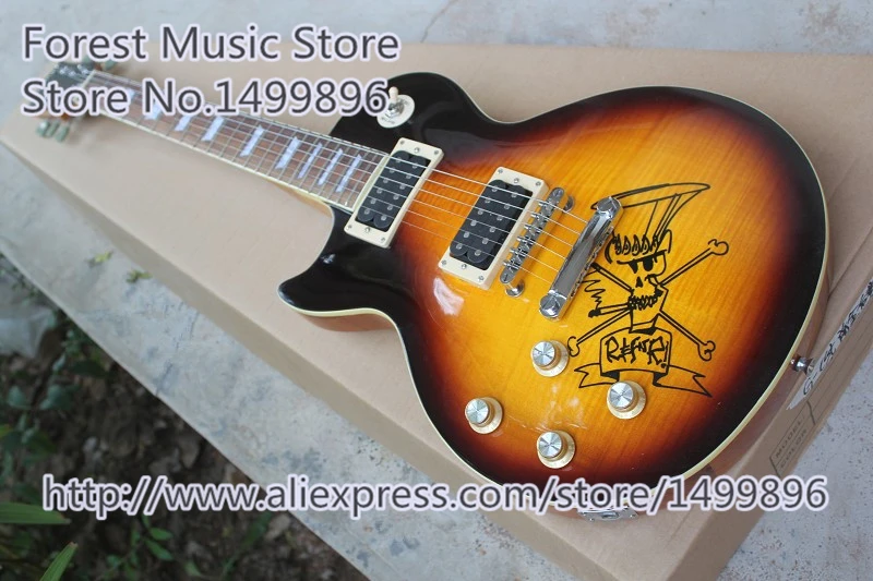 

Hot Selling Ventage Sunburst Finish Left Handed Slash LP Standard Electric Guitars As Pictures