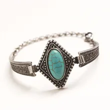 F& U очаровательный камень тибетский посеребренный бисером ромбические ювелирные браслеты и кулоны для женщин! B128