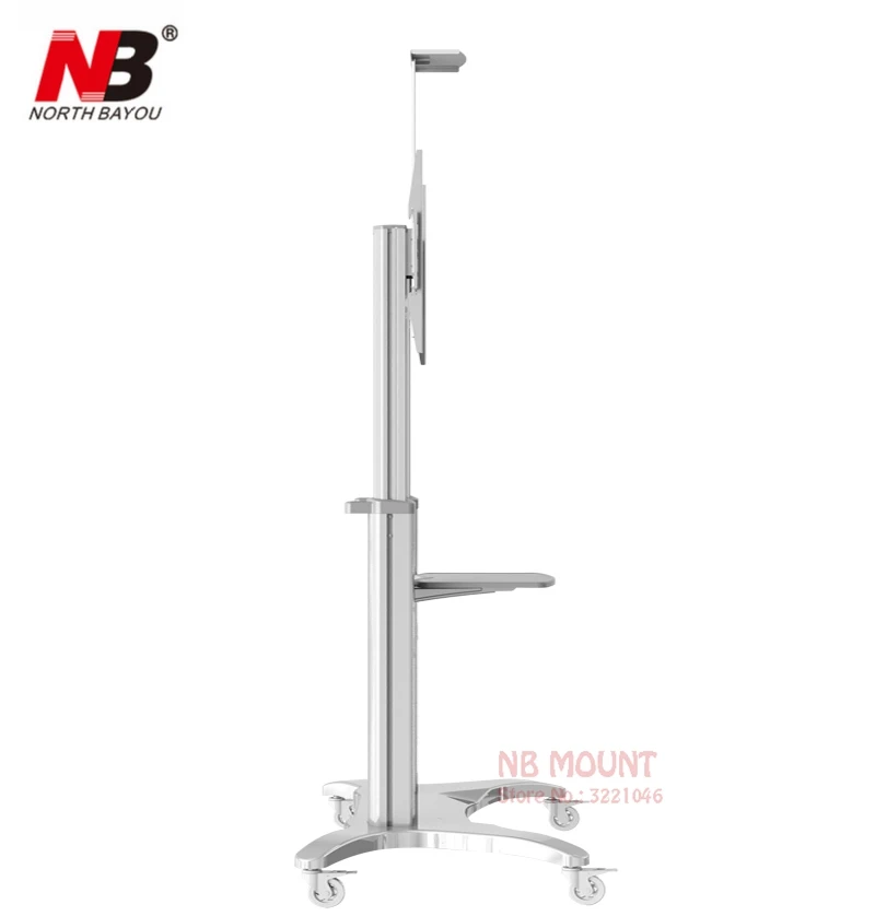 Алюминиевый сплав NB VF7017-S для 5"-80" светодиодный ЖК-тележка для телевизора плоская панель плазменная подставка на колесиках для телевизора подставка с лотком и полка AV