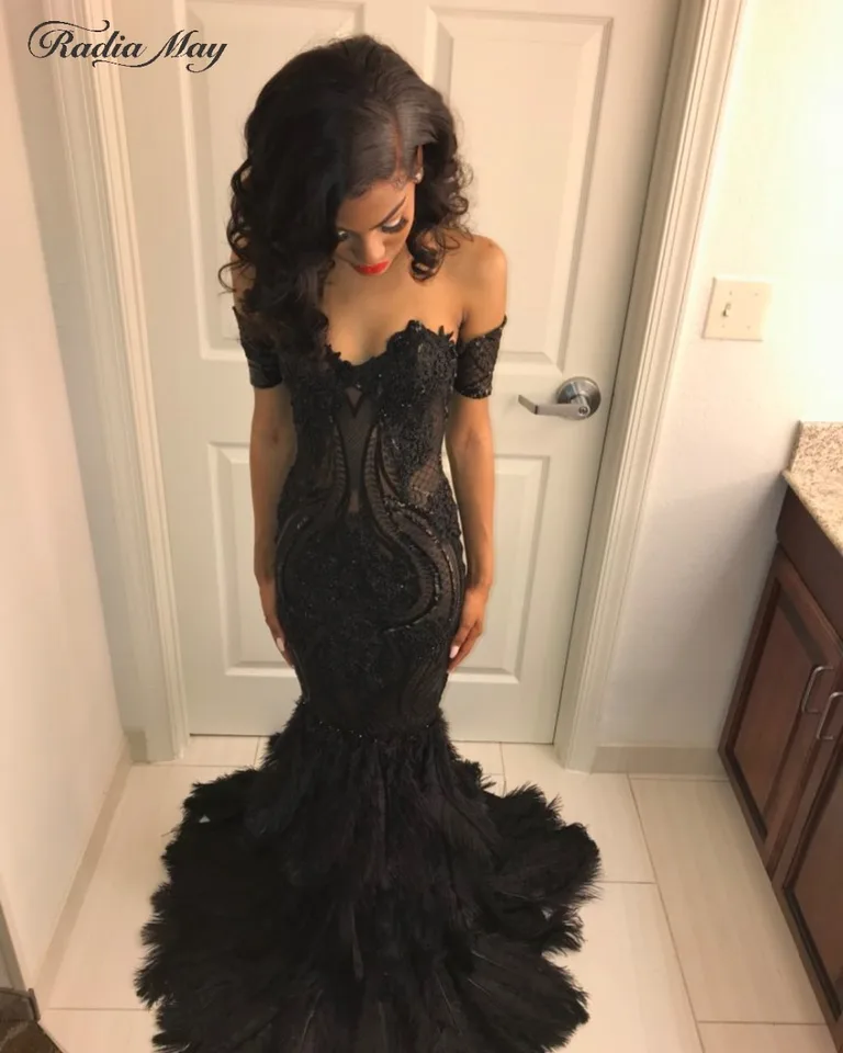 off shoulder black dress formal