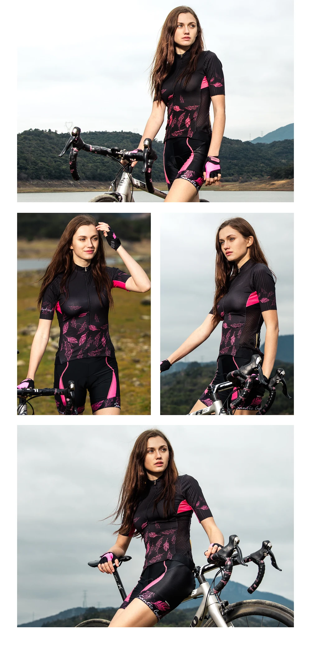Santic, Женская велосипедная майка с коротким рукавом, Pro Fit, для девушек, для шоссейного горного велосипеда, Джерси с коротким рукавом, летняя, Ropa Ciclismo, Азиатский размер