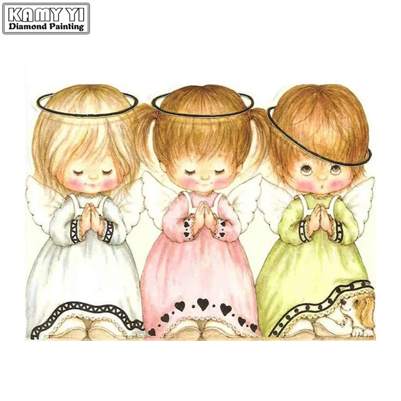 5D DIY diamond embroidery three angel girl diamond painting Cross Stitch full drill Rhinestone mosaic home decoration_