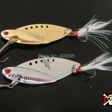 10 шт. 22 г/15 г металлический воблер металлическая рыболовная приманка серебро и золото 2 цвета рыболовный крючок с пером