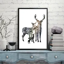 Выполненные скандинавском стиле Европы картина с оленем водостойкая живопись Наборы на холсте дял украшения дома масляная живопись, настенная живопись