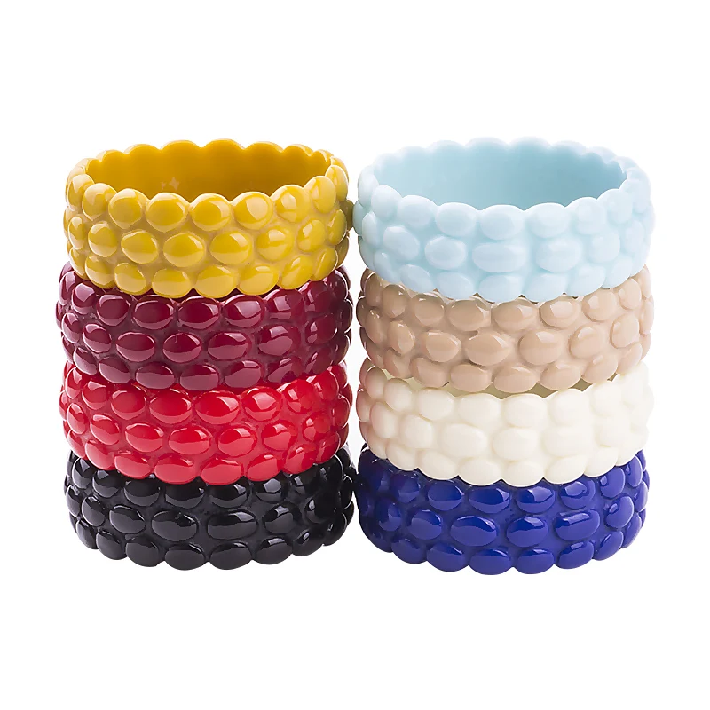 Trendy Resin Cuff Engraved Stone Bracelet Bangles for Women Statement Fashion Acrylic Bracelet Female Simple Charm Party Jewelry (1)