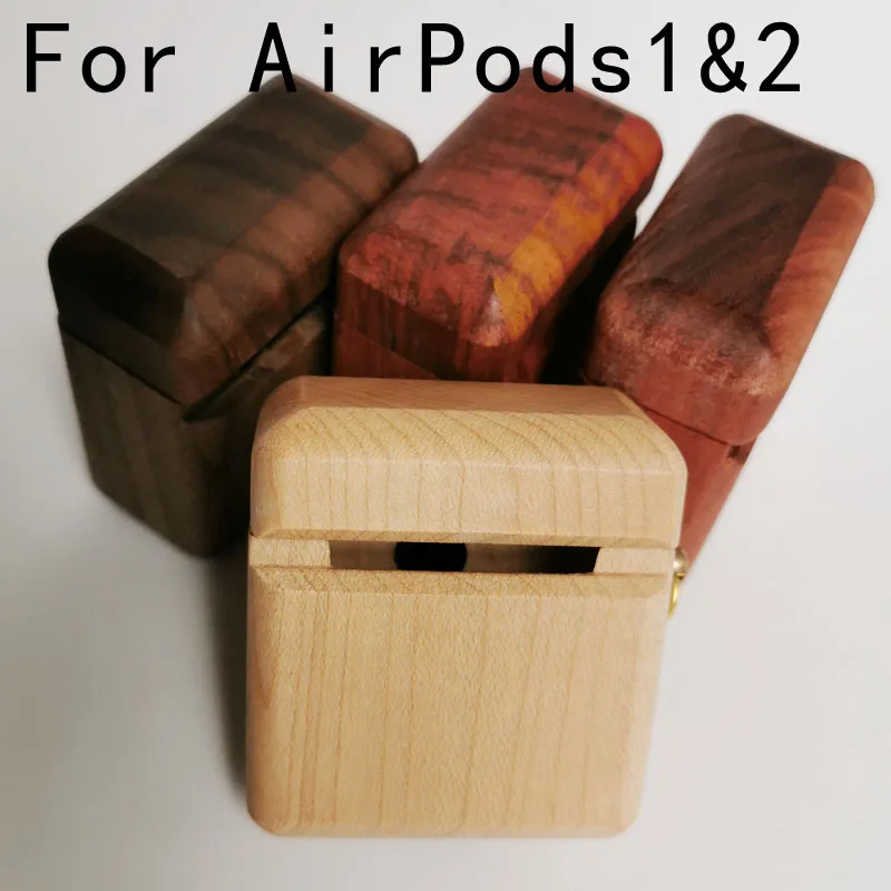 For Airpods 1 2 Cover Apple Wireless Bluetooth Headset Charging Cover Protective Cover Wood materials Pack