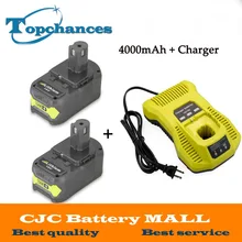 Newest Charger + 2PCS 18V 4000mAh Li-Ion For Ryobi Hot P108 RB18L40 Rechargeable Battery Pack Power Tool Battery Ryobi ONE+