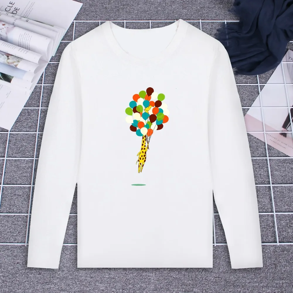 

Ulzzang Harajuku Cute Cartoon Animals Plants Kawaii Tshirt Custom Cotton O Neck Top Tees Plus Size Long Sleeve Clothing Brand