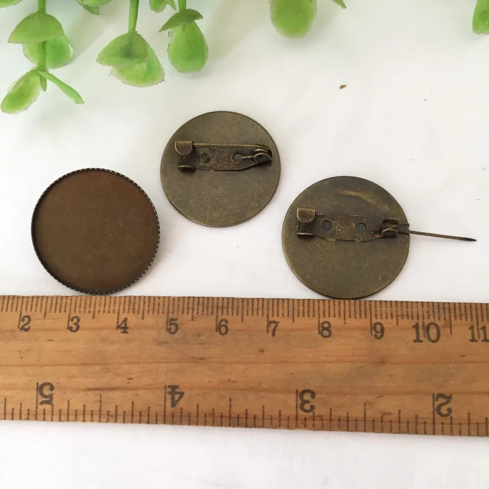 25mm antique bronze Brooch Base with Safety Pins DIY Jewelry Findings