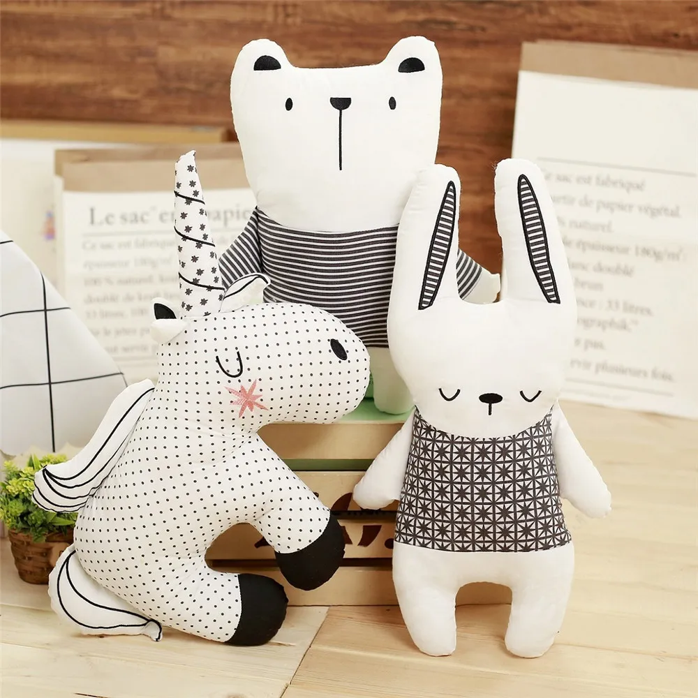 New Cotton Animal Plush Toys Nordic Style Rabbit Unicorn Bear Pillow Cushion Toys Children's Toys Baby Room Decoration 4