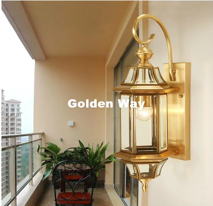 Free Shipping Outdoor Brass Wall Lamp American Design Crystal Wall