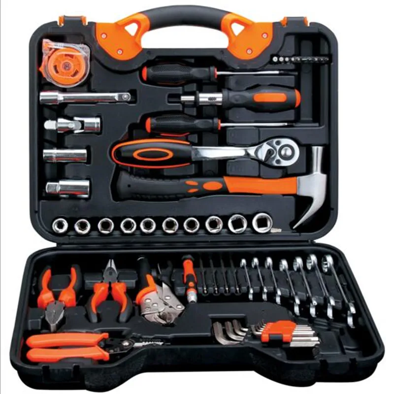 

55pcs Tool Set Box Hammer Pliers Screwdriver Allen Keys Socket Wrench Ratchet Handle Tool Kits for Car Repair Hand Tool