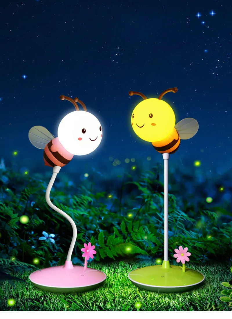 Creative USB LED Bee Night Lamp Charging Touch Dimming Table Lamp  Baby Children Sleeping Bedroom Night Light Home Decorated (1)