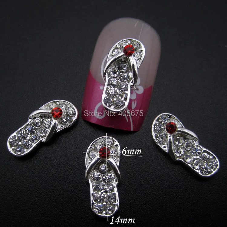 

10pcs New arrive nail art supplies glitter rhinestones Slipper design 3d nail jewelry craft diy scrapbooking decorations MNS826