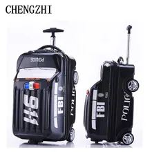 CHENGZHI 18 inch kids Cartoon car suitcase carry on trolley rolling luggage on wheels