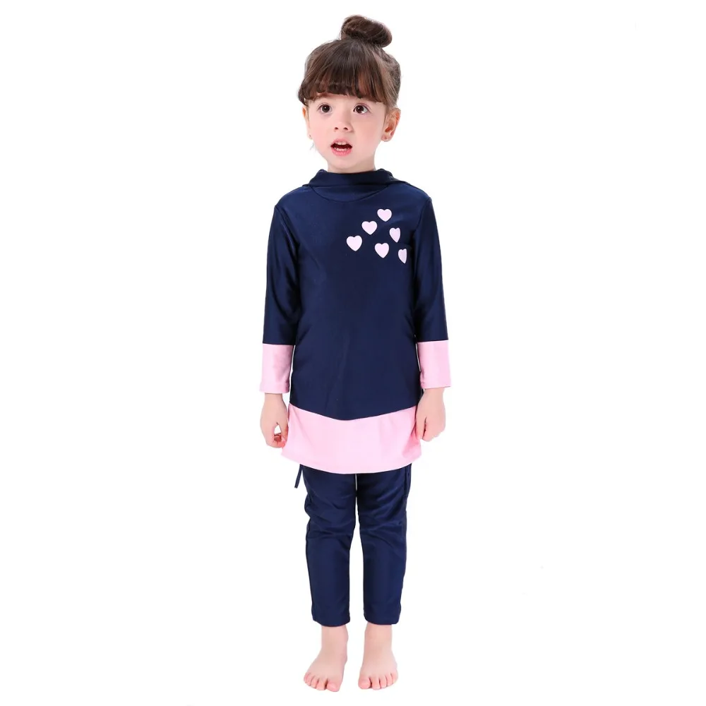 Girls Muslim Swimwears Islamic Children Two-piece Long Sleeve Swimsuits Arab Islam Beach Wear Swimming Diving Suits Burkinis