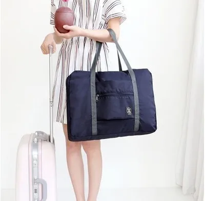 Водонепроницаемые нейлоновые дорожные сумки для женщин и мужчин, Большая вместительная складная сумка для путешествий, органайзер, упаковочные кубики, багаж для девушек, сумка для выходных - Цвет: Navy